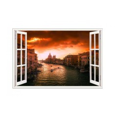 Sticker decorativ, Fereastra 3D, Viena, 85 cm, 567STK
