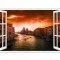 Sticker decorativ, Fereastra 3D, Viena, 85 cm, 567STK