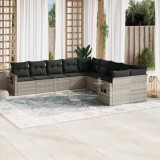 vidaXL Set canapele de grădină cu perne 10 piese gri deschis poliratan 3253049