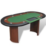 Masa poker 10 persoane, zona dealer si suport jetoane, verde GartenMobel Dekor, vidaXL