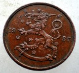 Moneda Finlanda 5 Pennia 1927, KM# 22, Cupru - Numismatica