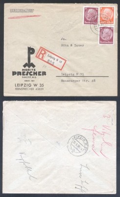 Germany REICH 1933 Postal History Rare REGISTERED Cover Leipzig D.595 foto