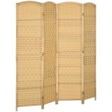HOMCOM Paravan 4 Panouri Pliabile Per Interni &Icirc;mpletit 180x180cm | Aosom Romania