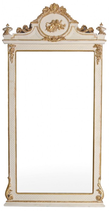 Oglinda monumentala alba cu decoratiuni aurii CAT10013