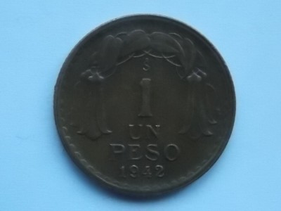 1 PESO 1942 CHILE foto