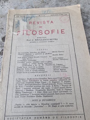 Revista de filosofie Vol. XXVIII Anul 1943 Nr. 1-2 foto