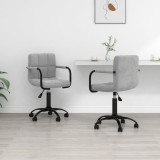 vidaXL Scaune rotative de bucătărie, 2 buc., gri deschis, catifea