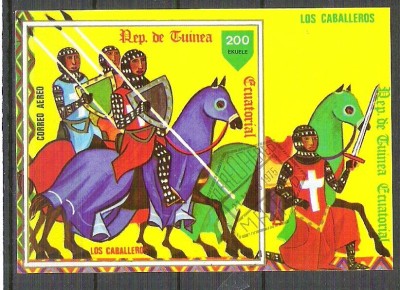 Eq. Guinea 1978 Los Caballeros, imperf. sheet, used N.020 foto