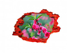 Autocolant decorativ, Gaura in perete, Arbori si flori, Multicolor, 83 cm, 377ST-2 foto