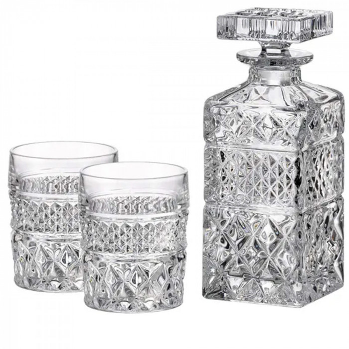 Set 2 Pahare cu Decantor Cristal Bohemia Whisky Madison COD: 4517