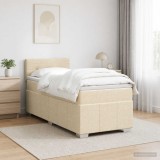 Cumpara ieftin Pat boxspring cu saltea cu benzi LED Crem 80 x 200 cm Tesatura