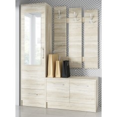 Set mobilier hol, cuier cu pantofar si dulap, stejar sonoma, 190x140x40 cm, Bortis Impex foto