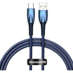 Cablu alimentare si date Baseus Glimmer, Fast Charging Data Cable pt. smartphone, USB la USB Type-C 100W, 2m, albastru