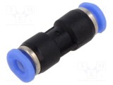Racord push-in simplu PNEUMAT, de trecere, plastic, 0,95&divide;10bar, 0&divide;60&deg;C
