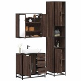 VidaXL Set mobilier de baie, 3 piese, stejar maro, lemn prelucrat