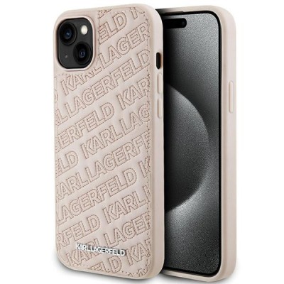 Husa pentru Apple iPhone 15, Karl Lagerfeld, Diagonal Quilted K Pattern, Roz foto