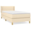 Pat box spring cu saltea, crem, 80x200 cm, textil