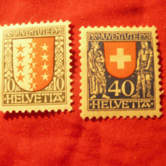 2 Timbre Elvetia 1921 Embleme ,val. 10C si 40 C sarniera