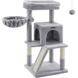FEANDREA Ansamblu de joaca pentru pisici, tip copac, cu culcus si ascunzatoare, 48x48x96cm, gri deschis Household NewTrend