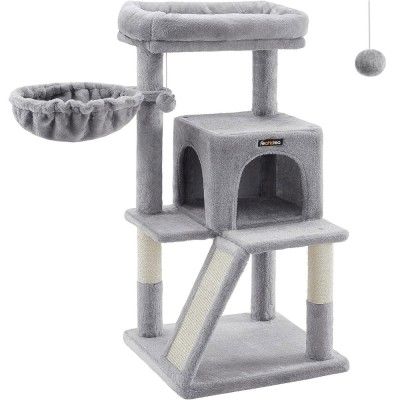 FEANDREA Ansamblu de joaca pentru pisici, tip copac, cu culcus si ascunzatoare, 48x48x96cm, gri deschis Household NewTrend foto