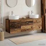 Cumpara ieftin Set dulap de baie cu montare pe perete 3 buc. Lemn vechi