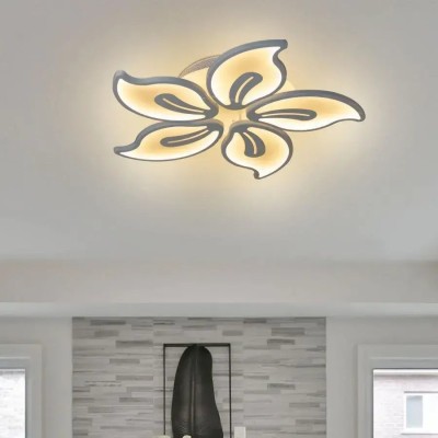 Lustra LED cu telecomanda JASMINE 73W, 5 Petale, lumina Rece/Calda/Neutra, Dimabila, Alb ModernLight Concept foto