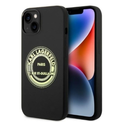 Husa pentru iPhone 15 Plus / iPhone 14 Plus - Karl Lagerfeld Silicone (KLHCP14MSRSGRCK) - Black RSG foto