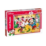 Puzzle de Craciun pentru copii, imagine cu bradut, cadouri si animalute eroi de desene animate, tema sarbatori de iarna, 160 piese, 40x28 cm, multicol, Trefl