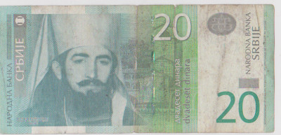 BANCNOTA 20 DINARI 2013 SERBIA foto