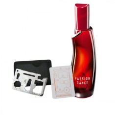 Set apa de toaleta Passion Dance 50 ml si card multifunctional Dactylion, de supravietuire, otel inoxidabil
