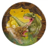 Farfurii Carton, Dinozauri, 18cm, Set 6 Bucăți, Multicolor, Oem