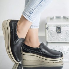 Pantofi cu platforma jessica negru piele naturala, 37