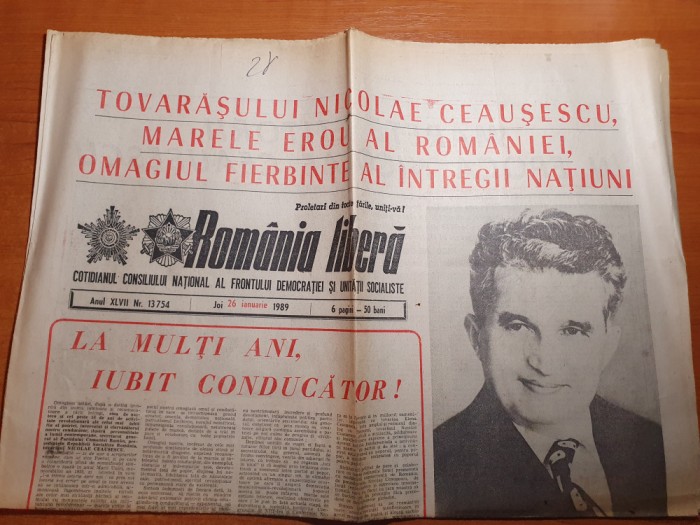 romania libera 26 ianuarie 1989-ziua de nastere a lui ceausescu