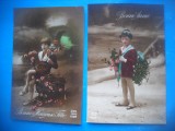 HOPCT 1808 COPII--ROMANTICA-FRANTA-LOT 2 CARTI POSTALE VECHI-CIRCULATE