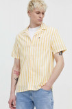 Cumpara ieftin Tommy Jeans cămașă din amestec de in culoarea galben, regular DM0DM18961