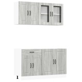 Set de dulapuri de bucatarie 4 piese &bdquo;Kalmar&rdquo; lemn Sonoma gri