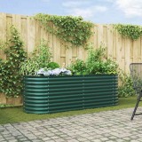 Cumpara ieftin Strat &icirc;nălțat de grădină Verde 240 x 80 x 81 cm Oțel