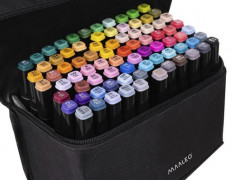 Set 80 markere cu doua capete, Multicolor, Geanta Inclusa foto