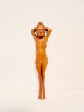 ** Statueta femeie nud lemn esenta tare spargator de alune, vintage, 31cm