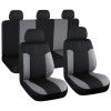 Huse Scaune Auto Dacia Logan 2 II (2012-2020) Trend Negru-Gri, Compatibile AIRBAG, Material Textil + Piele Ecologica, Set 5 Tetiere