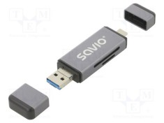Cititor carduri SAVIO USB A, USB B micro, USB C foto