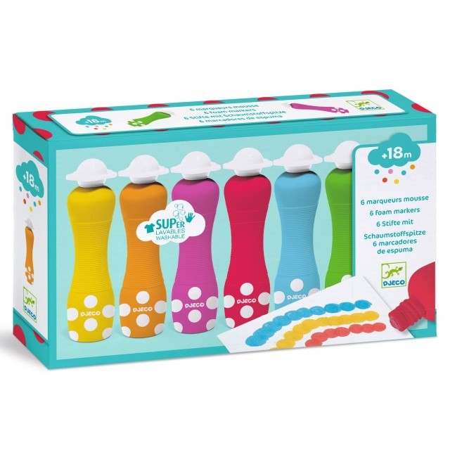 Set 6 markere rotunde pentru bebe, Djeco