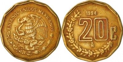 Mexic 1994 - 20 centavos, circulata foto