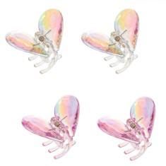 Set 4 Clame de Păr, Model Inimă, Culoare Multicolor, Dimensiune 4.5x3.5cm
