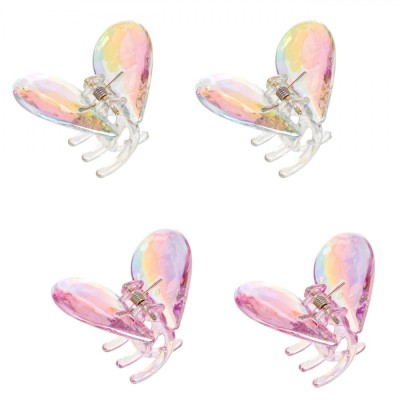 Set 4 Clame de Păr, Model Inimă, Culoare Multicolor, Dimensiune 4.5x3.5cm foto