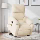 vidaXL Fotoliu de masaj rabatabil cu ridicare, bej, microfibră 3204941