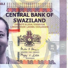 SWAZILAND █ bancnota █ 20 Emalangeni █ 2014 █ P-37b █ UNC necirculata