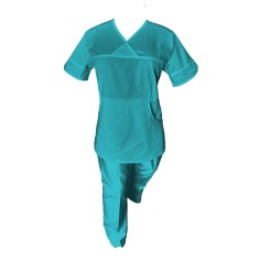 Costum Medical Pe Stil, Turcoaz cu Elastan, Model Sanda - S, XS