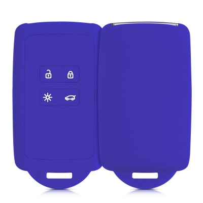 Husa Cheie Auto pentru Renault 4 Butoane - Smart Key, Kwmobile, Albastru, Silicon, 48035.134 foto