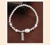 Cumpara ieftin Bratara din Argint 925 cu Margele Texturate E i Perla Baroca , zJustine Style,